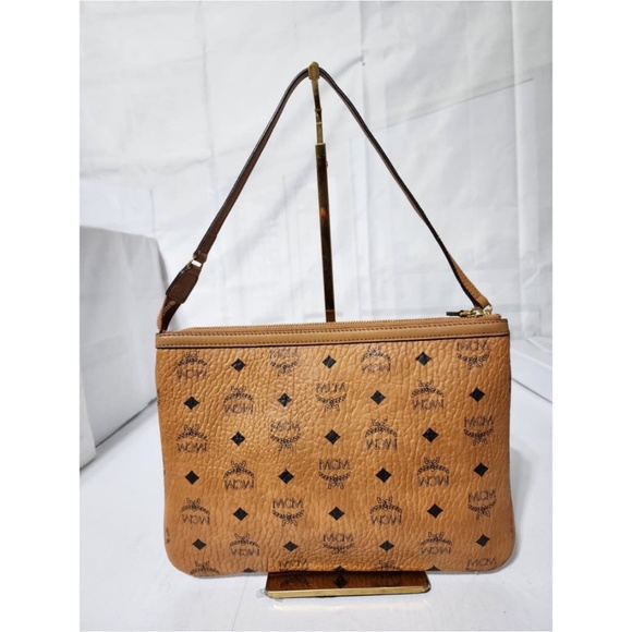 Authentic MCM Visetos Pochette/Shoulder Bag Brown - Picture 1 of 10